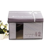 简约条纹烟灰色牛津布衣物收纳盒收纳箱（大号）