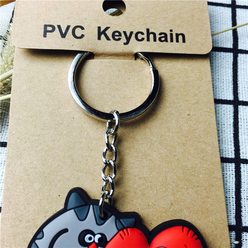 爱心灰猫 卡通创意礼品钥匙扣钥匙圈3