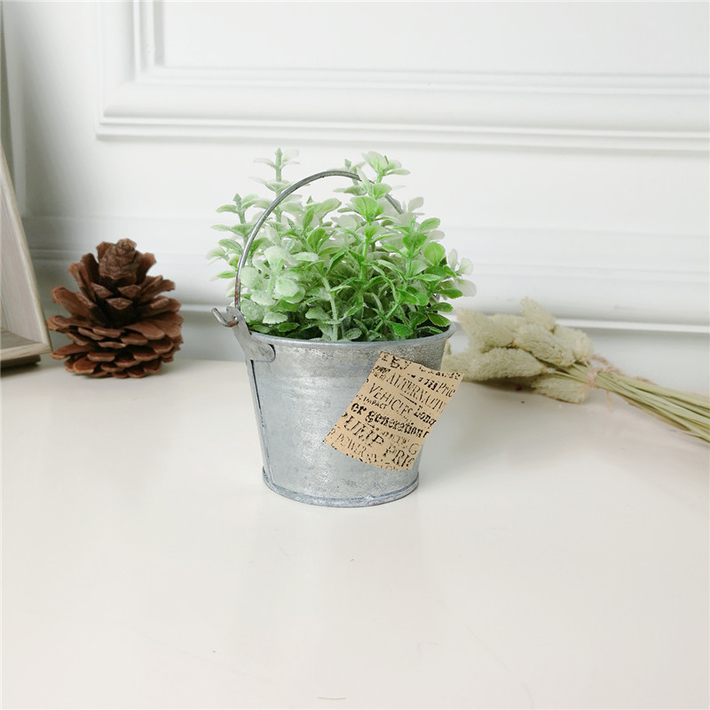 [铁木珍家居]田园简约创意仿真小水桶装饰瓶绿植盆栽 客厅办公室内