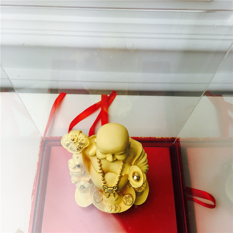 中式风水绒沙金工艺富贵金弥勒装饰摆件 生日贺寿喜庆婚宴礼物5