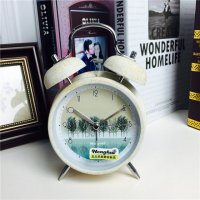 简约复古做旧黄色静音床头打铃钟闹钟 桌面个性创意时钟