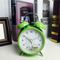 简约绿色静音床头打铃钟闹钟 桌面个性创意时钟