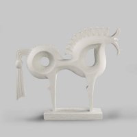 简约汉白玉马造型摆件书房客厅装饰