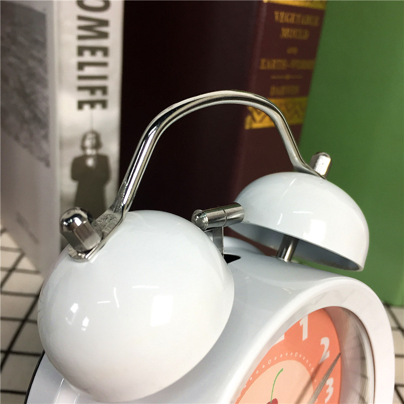 白色简约静音床头打铃钟闹钟 桌面个性创意时钟3