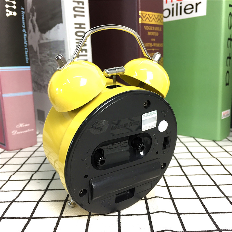 黄色简约静音床头打铃钟闹钟 桌面个性创意时钟3