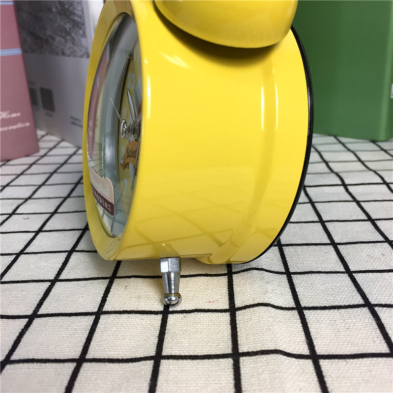 黄色简约静音床头打铃钟闹钟 桌面个性创意时钟4