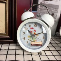 简约白色做旧静音床头打铃钟闹钟 桌面个性创意时钟