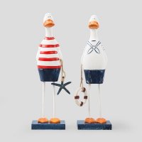 西式卡通木质鸭人装饰品两件套书房客厅装饰摆件（不含税）