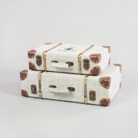 欧式简约麻布手提木箱收纳箱两件套（不含税）