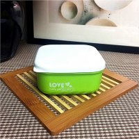 E-1233ECO 简约安全环保家居密封盒便携餐盒饭盒550ml绿色