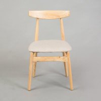 实木+浅灰色布艺餐椅