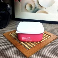 E-1233ECO 简约安全环保家居密封盒便携餐盒饭盒550ml粉色