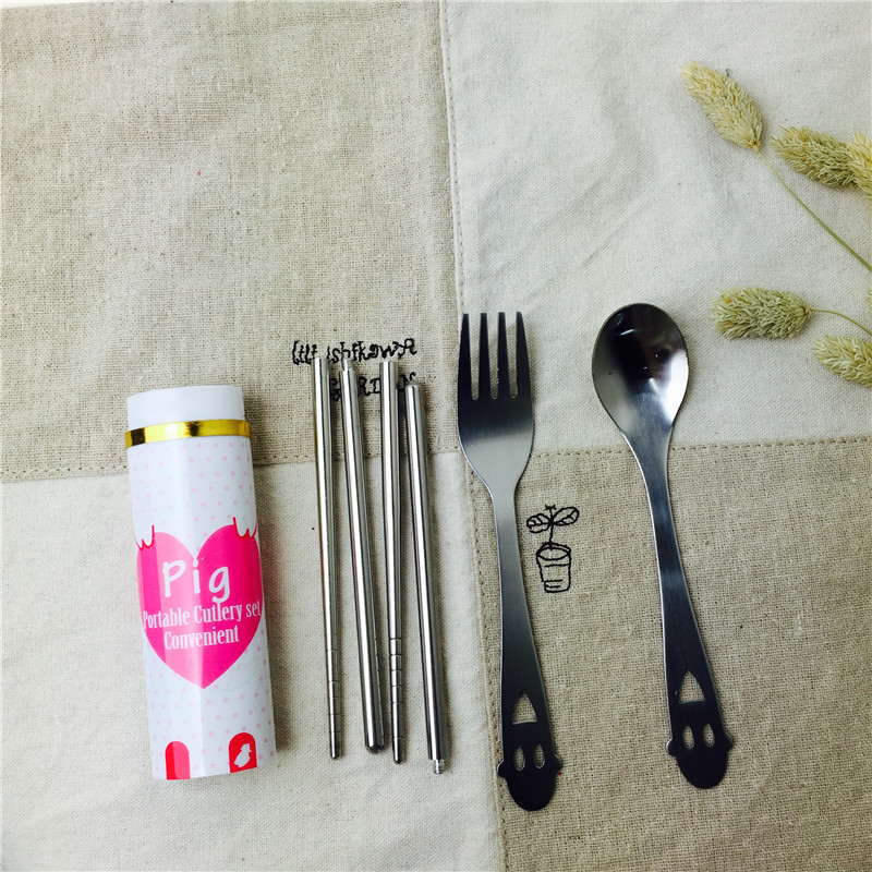 不锈钢便携餐具筷勺套装筷子勺子叉子学生便携餐具3