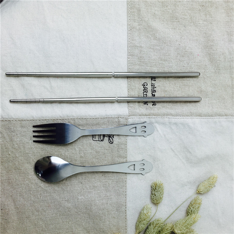 不锈钢便携餐具筷勺套装筷子勺子叉子学生便携餐具5