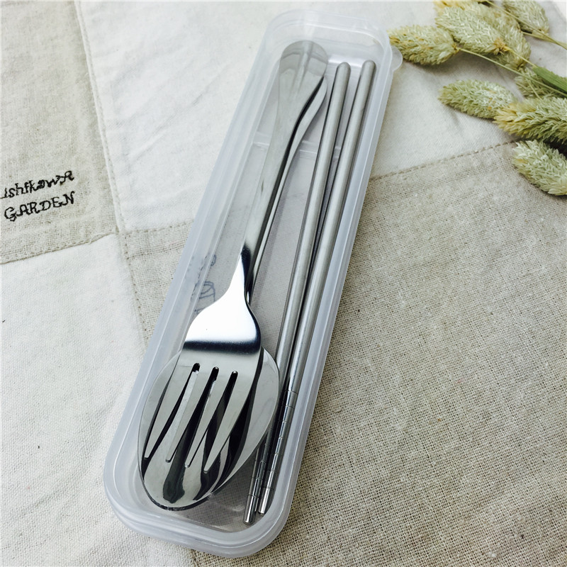 不锈钢便携餐具筷勺套装筷子勺子叉子实用便携餐具3