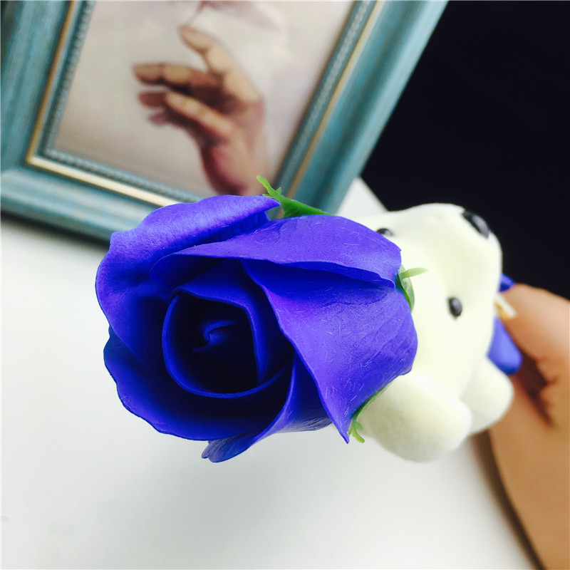蓝色爆款玫瑰香皂花束礼盒康乃馨肥皂花批发情人节母亲节生日礼品厂家4