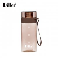 Diller创意方形炫彩塑料杯磨砂塑料杯子提绳便携式运动水杯可礼品定制logo