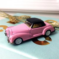 模型车 粉色合金模型老爷车玩具车