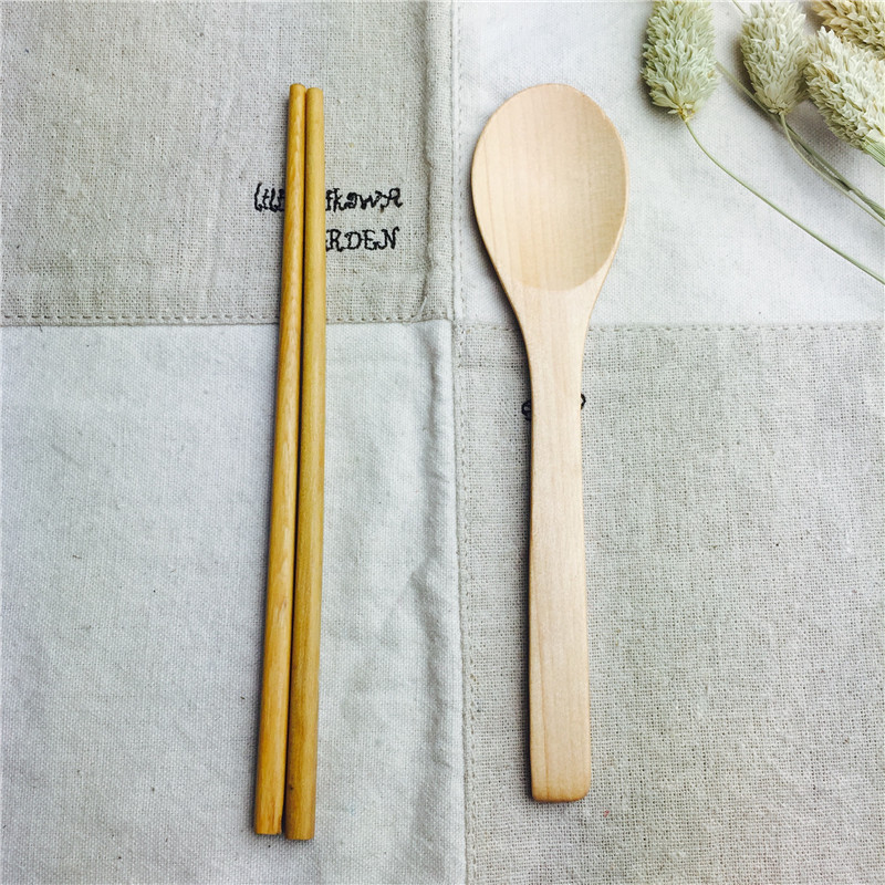 木质便携餐具筷勺套装筷子勺子实用便携餐具1