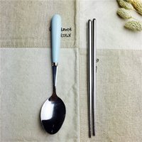 卡通不锈钢便携餐具筷勺套装筷子勺子实用便携儿童餐具