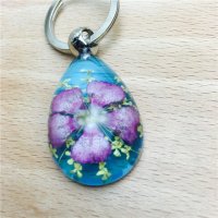 不锈钢钥匙挂件鲜花标本人工琥珀钥匙扣创意礼品匙扣个性礼物