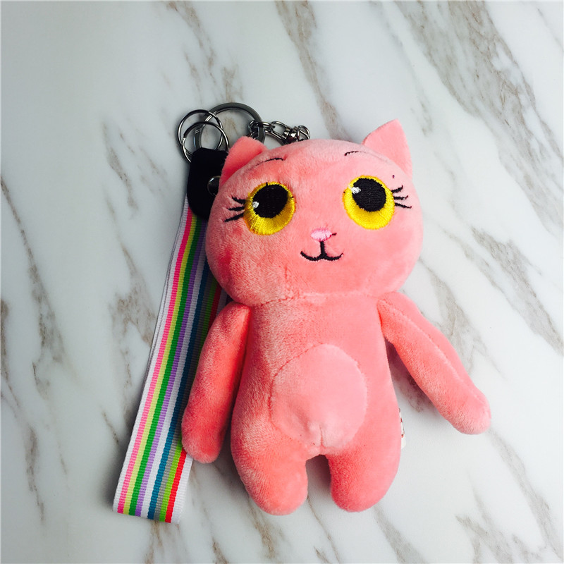 卡通爱心猫钥匙扣包包挂件挂饰 粉红色	毛绒小饰品1