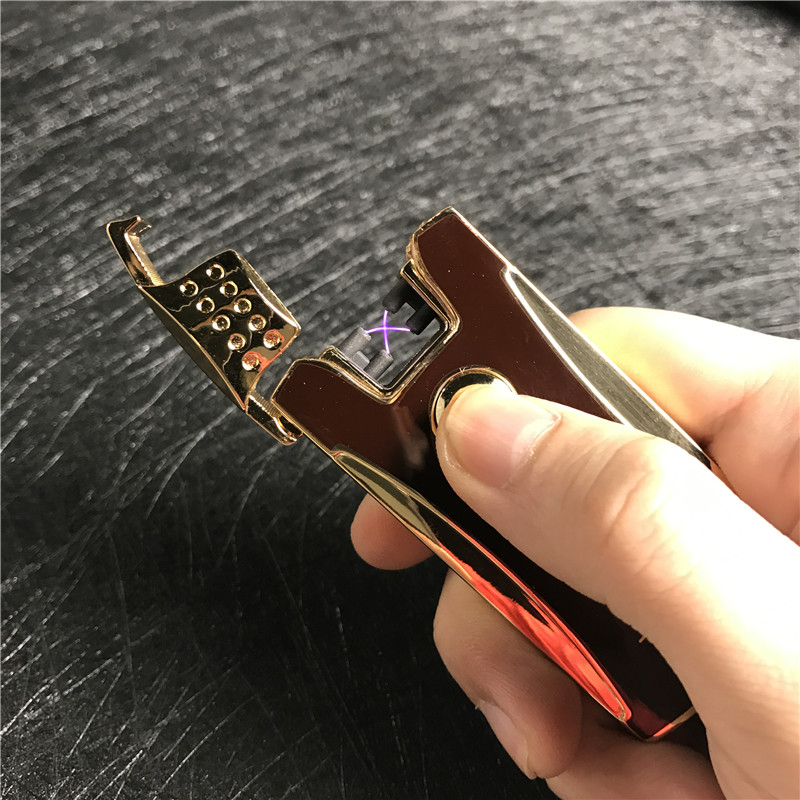 usb充电打火机男士超薄防风创意个性脉冲电流电子点烟器4