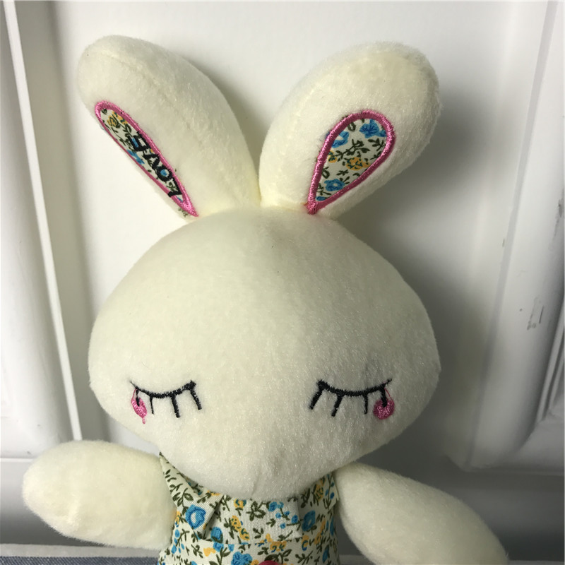 白色花衣服小兔子 PP棉 抱枕毛绒玩具送女友生儿童婚庆礼物2