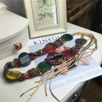 彩色 椰子壳 腰带 椰子壳材质特色腰带 度假必备