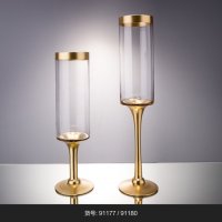 金色玻璃花盆花器时尚玻璃花瓶摆件