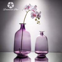 紫色 细口大肚瓶 玻璃花盆花器时尚玻璃花瓶摆件