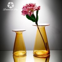黄色透明	玻璃花盆花器时尚玻璃花瓶摆件