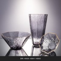 紫色透明	玻璃花盆花器时尚玻璃花瓶摆件