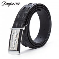 丹爵(DANJUE)新款皮带鳄鱼纹男士牛皮腰带礼盒装合金板扣扣头皮带8