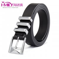 海谜璃(HMILY)新款3D立体针扣扣头皮带 二层牛皮男女通用腰带 休闲百搭腰链 H7
