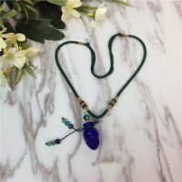 香水精油瓶项链装饰复古香薰琉璃吊坠朱砂胎毛挂件毛衣链饰品女