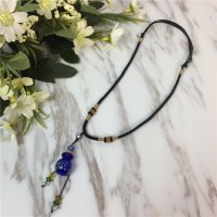 香水精油瓶项链装饰复古香薰琉璃吊坠朱砂胎毛挂件毛衣链饰品女