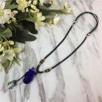 香水精油瓶项链装饰复古香薰琉璃吊坠朱砂胎毛挂件毛衣链饰品女