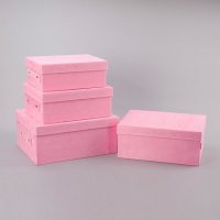 粉色	仿皮绒 长形储物盒收纳盒礼品盒4件套