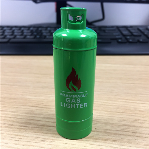 煤气瓶造型绿色打火机 创意个性防风明火打火机创意礼物2