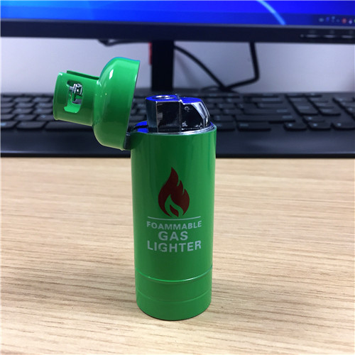煤气瓶造型绿色打火机 创意个性防风明火打火机创意礼物3