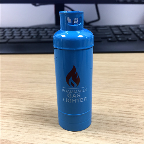 煤气瓶造型蓝色打火机 创意个性防风明火打火机创意礼物2