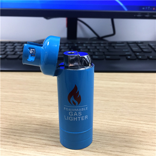 煤气瓶造型蓝色打火机 创意个性防风明火打火机创意礼物3
