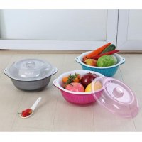 果蔬沥水筛 塑料三层带盖碗碟洗菜滴水盆