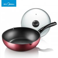 Midea/美的CL28J1煎炒锅不粘锅无油烟电磁炉炒锅加厚底炒菜锅28cm