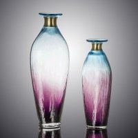 现代人工吹制花罐 彩色玻璃花瓶 现代时尚餐桌装饰花器 艺术花瓶