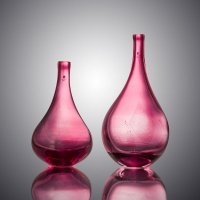 现代灵感系列人工吹制玻璃花瓶 铂金内镶紫红色玻璃花瓶 现代时尚餐桌装饰花器 艺术花瓶