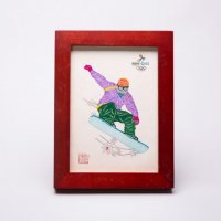剪纸画相框滑雪系列 单板滑 木+剪纸（不含税）