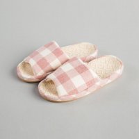 日式格子拖鞋	橡胶,布