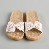 蝴蝶结亚麻拖鞋 橡胶,布